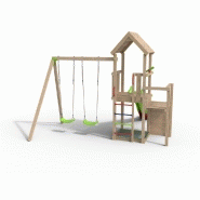 Aire de jeux Xplorer - 2 balançoires, mur d'escalade, toboggan, bac à sable - Fabrication française et compatible Secur'in_1