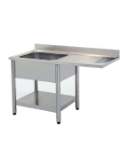 Plonge inox murale un bac avec égouttoir droit - 1200x600x850/950 mm - FABRIQUE EN ITALIE_1
