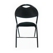 Chaise pliante noire en tissu d'occasion - pratique, résistante et robuste_1