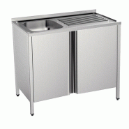 Plonge inox 1 bac et égouttoir sur placard - P 500 mm - à gauche_1