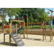 Structure de jeu Lia JEK04 - Bois lamellé, panneaux ECOPLAY et filets anti-vandalisme_1