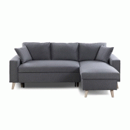 Canapé d'angle réversible convertible ARKO gris foncé - design scandinave avec coffre de rangement et coussins d'appoint_1