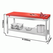 Table de découpe (billot) rouge 200 x 70 cm_1