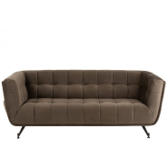 Canapé lounge Marianah gris foncé - style contemporain en velours capitonné - L207 x H78 x P82 cm_1