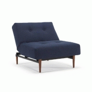 Innovation Living - Fauteuil design convertible lit 115x90 - Ample Styletto Mixed Dance Blue - Pieds bois foncé_1
