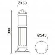 Borne lumineuse Sauro IP55 E27 30W noir - résine et méthacrylate - hauteur 800 mm_1
