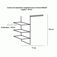 Cloison de séparation Malta pour armoire - Largeur 80 cm - Panneaux agglomérés - Décor linegrey_1