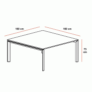 Table de réunion carrée Star - Mobel Linea - Anthracite, Acacia clair_1