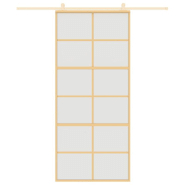 Vidaxl porte coulissante doré 90x205 cm verre esg dépoli et aluminium 155170_1