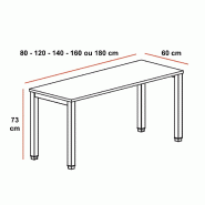 Bureau rectangulaire Tempo - Mobel Linea - Blanc 9010, 120, Acacia clair_1
