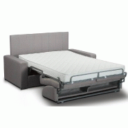Canapé convertible Belle Epoque CanapExpress - Lit 160x197 cm - Matelas mémoire 22 cm - Tweed gris clair - Tête de lit intégrée_1