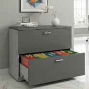 Classeur de Bureau Compact : Rangement Professionnel 2 Tiroirs pour Dossiers Suspendus - 80, Gris anthracite, Gris aluminium_2