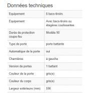 119267W - Armoire de sécurité coupe-feu 90 minutes, 6 bacs-tiroirs, charnières à gauche et système One Touch_1