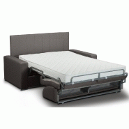 Canapé lit convertible CanapExpress 140cm - Matelas mémoire 22cm - Tête de lit intégrée - Polyuréthane taupe_1