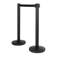 Poteau d'accueil avec corde rétractable noire de 190cm - par 2_1