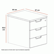 Caisson mobile TAK - Mobel Linea - Acacia clair, 3 tiroirs_2