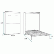 Armoire lit escamotable AGATA - Chêne - Couchage 160x200 cm avec sommier à lattes_1