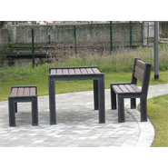 Banc public - MUNICH - Hauteur d'assise 45 cm - Plastique recyclé, piétement monobloc, coloris noir et marron_1