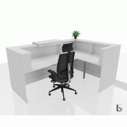 Banque d'accueil d'angle Delta Plus avec réhausse - Mobel Linea - 224, Blanc mat, Gauche, Blanc, Oui_1