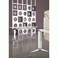 Table de réunion NET, plateau abattant avec retour - Mobel Linea - Blanc, Anthracite, Droite_1