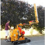 Machine de taille sur chenilles pour haies hautes et rideaux végétaux