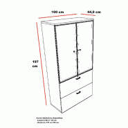 Armoire haute vitrée et classement pour dossiers suspendus - Mobel Linea - Gris_1