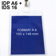 Porte-badge souple avec attache - Lot de 100 - Format A6 - Référence : IDPA6+IDS16_1