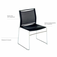 Chaise visiteur piètement traineau JILL - dossier résille - empilable et accrochable - chromé - neuf - fabriquée en France_1
