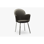 Fauteuil empilable en polypropylène traité anti UV et antistatique - SULLY - coque teintée et piétement chromé_1