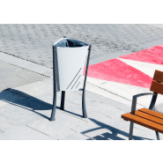 Poubelle publique Minsk PA612 - acier zingué peint avec seau intérieur et piètement en fonte ductile_1