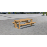 Table de pique-nique en bois classe IV ou plastique recyclé - Référence MUB22 - Longueur 2m, robuste et adaptée aux collectivités_1