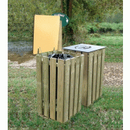 Corbeille carrée de tri sélectif en bois_1