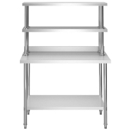 Vidaxl table de travail de cuisine avec étagère 120x60x150 cm inox 3054471_1