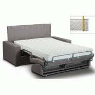Canapé lit 4 places convertible express - Matelas 16 cm - Lattes 160 cm - Tête de lit intégrée - Microfibre taupe_1