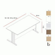 Bureau rectangulaire Practika P1 - Quadrifoglio - 120, Alu, Blanc_1