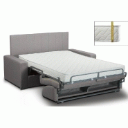 Canapé-lit Levallois Express - Matelas 16 cm - Lattes 120 cm - Tête de lit intégrée - Tweed gris clair_1