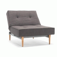 Fauteuil-lit convertible SPLITBACK Styletto - 90x115 cm - Pieds chêne naturel - Tissu Flashtex Dark Grey - Innovation Living_1