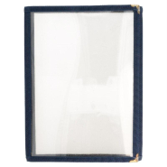 Protège menu 3 volets A5 PVC bordure bleu_1