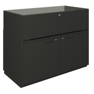 Comptoir vitrine côté bois Vertigo T03 MDF noir et noir 120x60x93cm_1