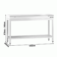 Table inox de découpe avec plan blanc - Profondeur 600 mm | Ggm - 1400_1
