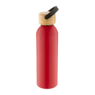 Bouteille en aluminium - 600 ml - Couvercle en bambou - Couleur rouge_1