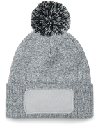 Bonnet à pompon patch Snowstar - Beechfield - Réf: B443 - 100% acrylique toucher doux_1