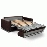Canapé convertible express Jackson 160cm - Sommier lattes tweed marron chocolat - Matelas 16 cm haute résilience_1