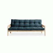 Canapé convertible futon Grab en pin naturel - Coloris bleu pétrole - Couchage 130 x 190 cm - Style scandinave_1