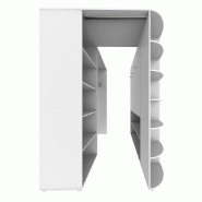 Armoire dressing d'angle VOLVERINE blanc et coloris chêne - 2 portes accordéon - nombreux rangements_1