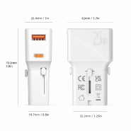 ROLINE Chargeur de voyage USB avec prise UK/US/Euro, 2 ports, 1x QC3.0 A + 1x C (PD), 25W_1