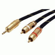 ROLINE GOLD Câble audio 3,5mm Stéréo - 2x RCA, M / M, Retail Blister, 10 m_1
