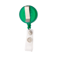 Porte-badges en plastique - bouton pression - cordelette télescopique - clip métal - couleur verte_1