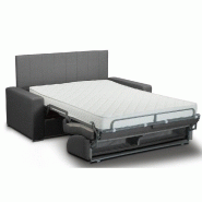 Canapé lit convertible Normandie CanapExpress - Lattes 120x197 cm - Matelas Memory 22 cm - Tête de lit intégrée - Tweed noir_1