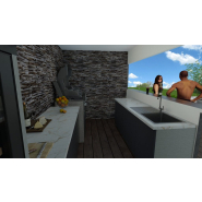 Container Pool House de 14m² avec terrasse en bois dans la pièce ouverte - BORNEO_1